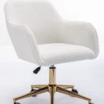 white-teddy-swivel-office-chair-gold-legs-back-view