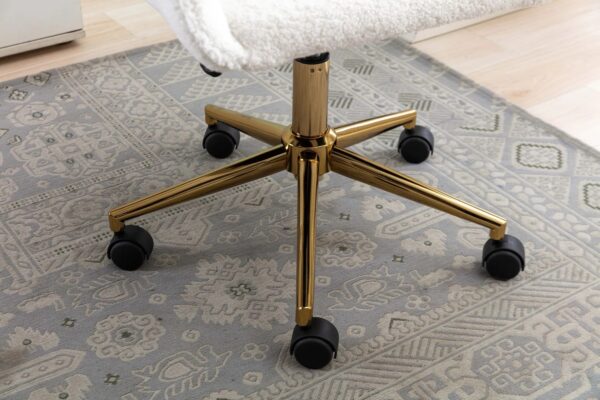 white-teddy-swivel-office-chair-gold-legs-base-detail