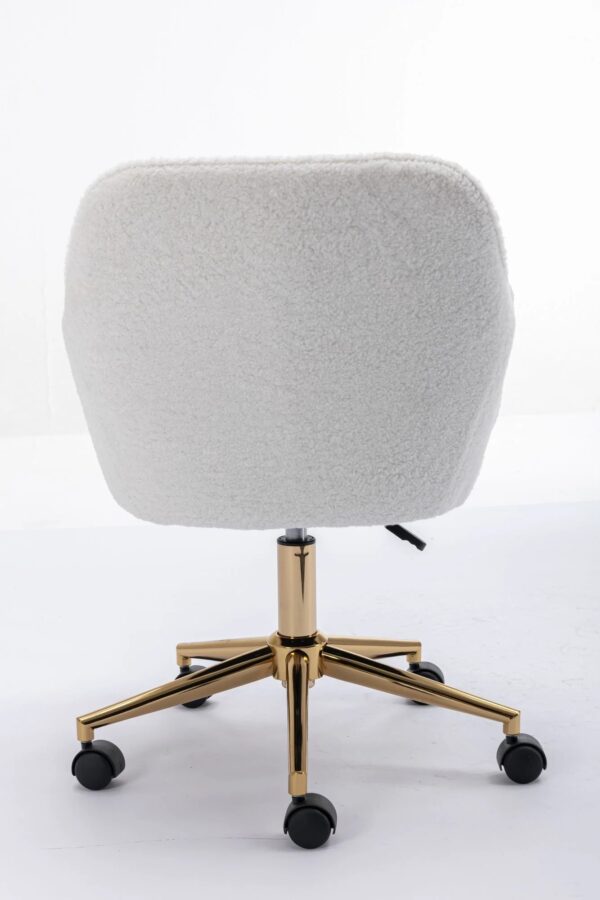 white-teddy-swivel-office-chair-gold-legs-front-view