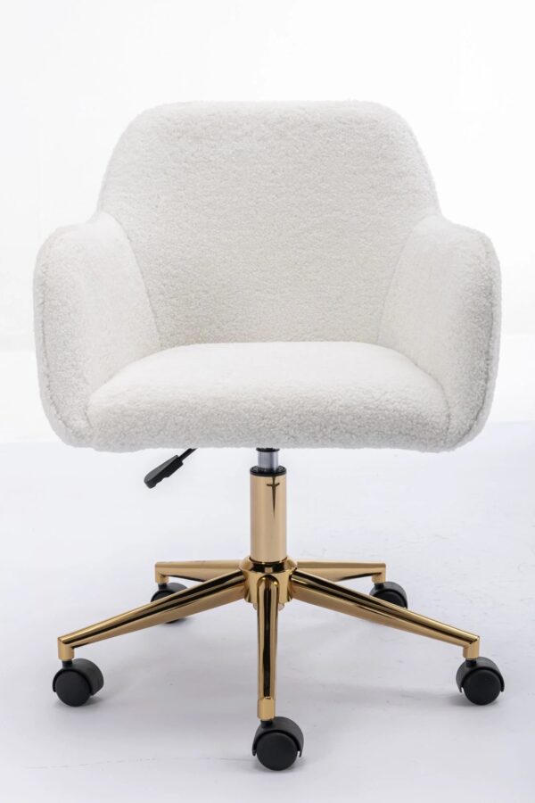 white-teddy-swivel-office-chair-gold-legs-in-office