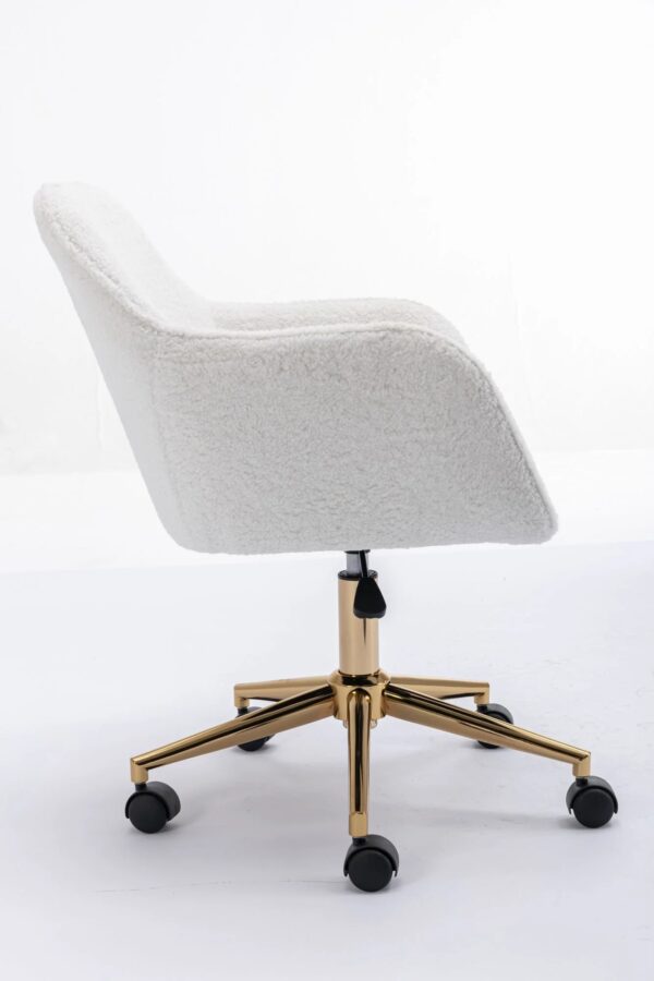 white-teddy-swivel-office-chair-gold-legs-side-view