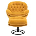 yellow-velvet-swivel-accent-chair-ottoman-front