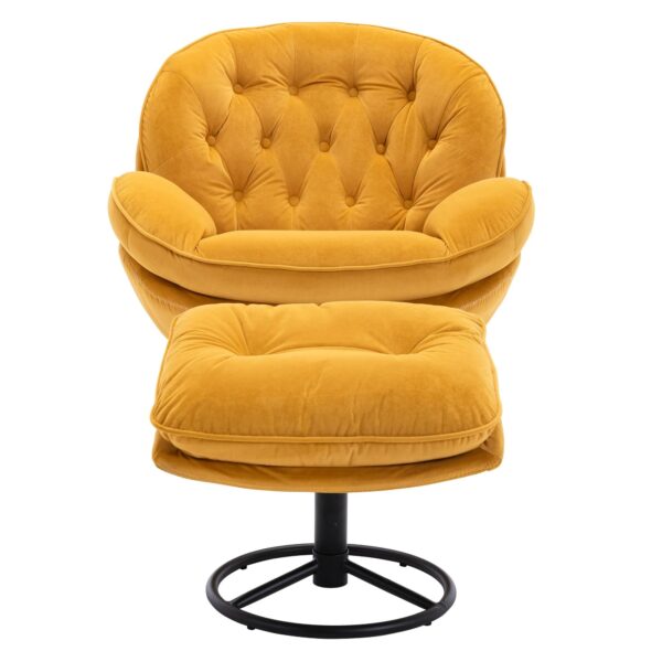 yellow-velvet-swivel-accent-chair-ottoman-front