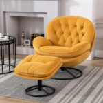 yellow-velvet-swivel-accent-chair-ottoman-living-room