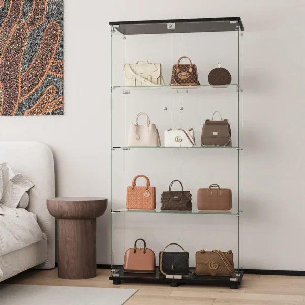 glass-display-cabinet-with-4-shelf-double-doors-and-lock-curio-cabinet-5mm-tempered-glass-floor-standing-bookshelf-for-living-room-bedroom-office-64-x-317-x-143-in-black (2)