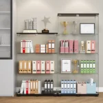 glass-display-cabinet-with-4-shelf-double-doors-and-lock-curio-cabinet-5mm-tempered-glass-floor-standing-bookshelf-for-living-room-bedroom-office-64-x-317-x-143-in-black (5)